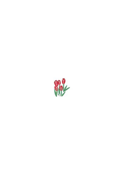 Communiekaart met foto bloemen en konijntjes Achterkant