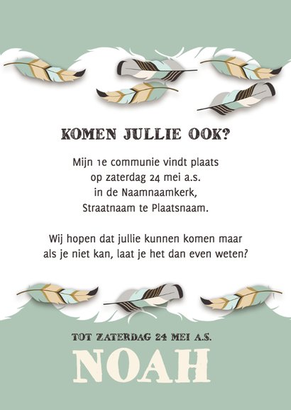 Communiekaart met natuur en veren 3