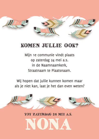 Communiekaart natuur en veertjes 3