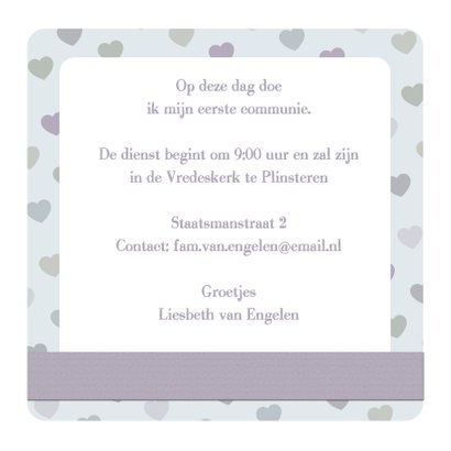 Communiekaart pastel hart - BK 3
