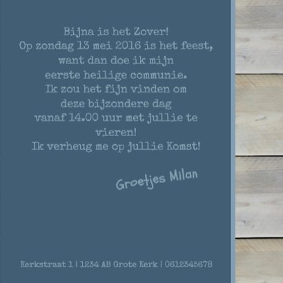 Communiekaart steigerhout blauw 3