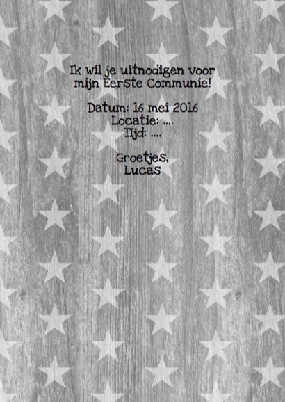 Communiekaart sterren hout foto's 3