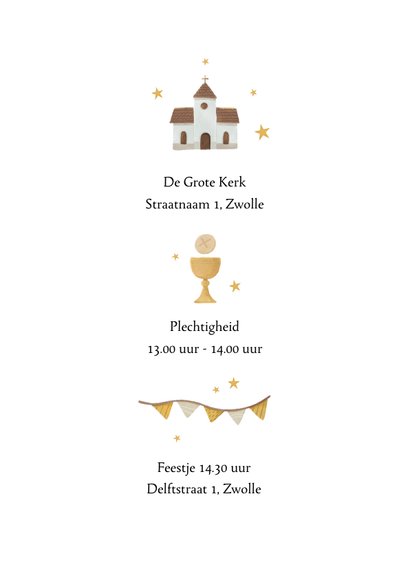 Communiekaart uitnodiging christelijk jurk kerk sterren 2