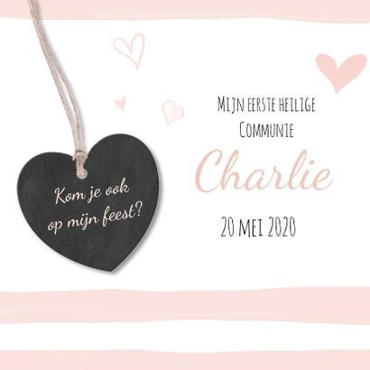 Communiekaartje met lief hartje 3