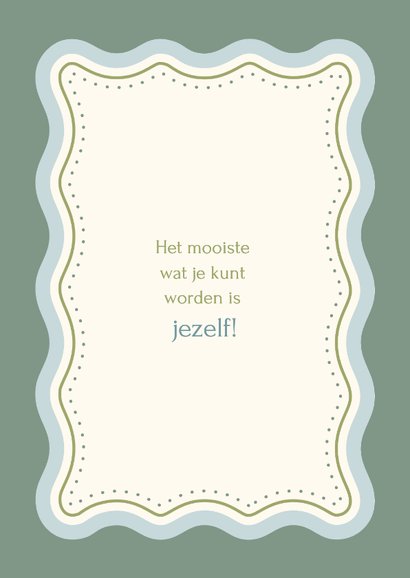 Communiekaartje uitnodiging groen met golvend kader 2