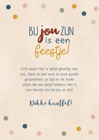 Complimentenkaart bij jou zijn is een feestje met patroon 3