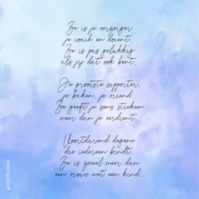 Condoleance grote waterverf M met gedicht over moeder 2