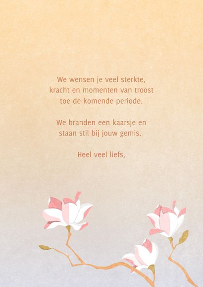 Condoleance illustratie witroze magnolia tak met witte duif 3