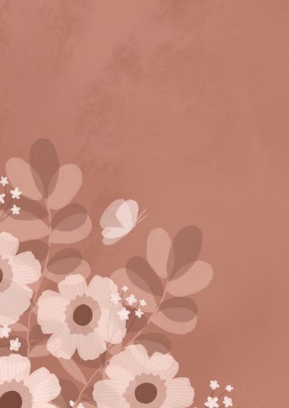 Condoleance kaart doorzichtige bloemen met vlinder 2