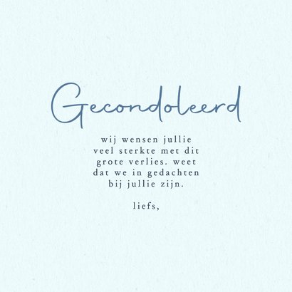 Condoleance kaart met blauwe aquarel chrysant 3