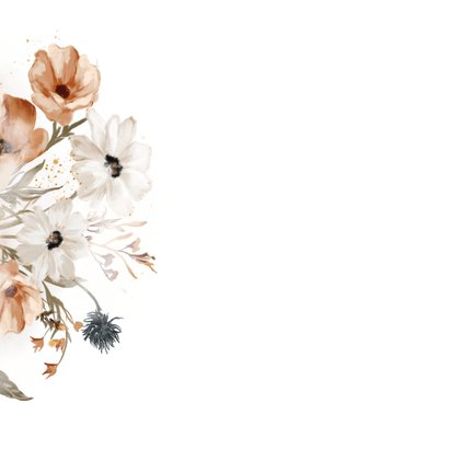 Condoleance kaart met grote elegante bloemen  2