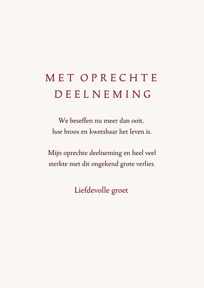 Condoleance kaart met lijnillustratie van een klaproos 3