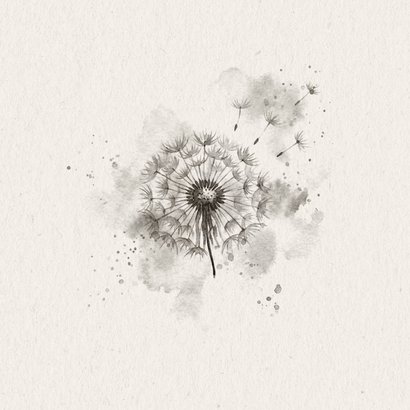 Condoleance kaart met paardenbloem aquarel 2