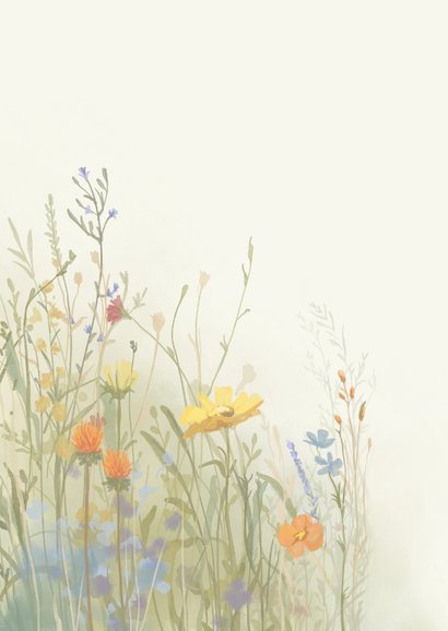Condoleance kaart met veldbloemen in aquarel 2