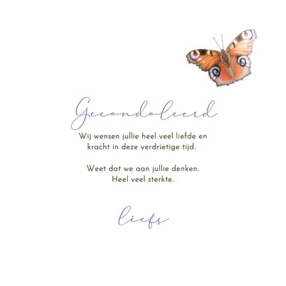 Condoleance kaart vlinder bloemen voorjaar 3