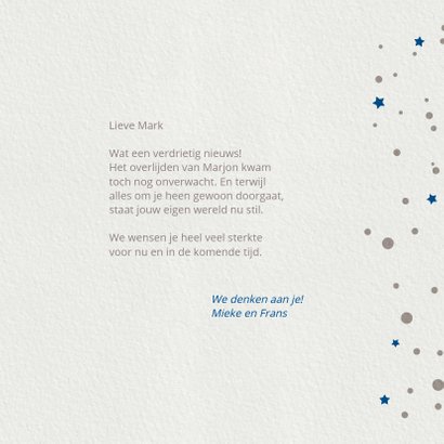 Condoleance Mijn wereld staat stil 3