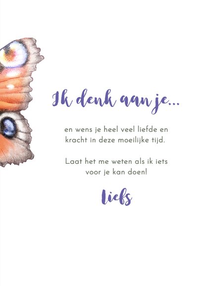 Condoleance sterkte kaart vlinder op een blauwe hibiscus 3