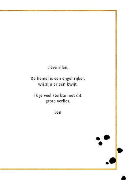Condoleance 'Wat je in je hart bewaart' gouden kader 3