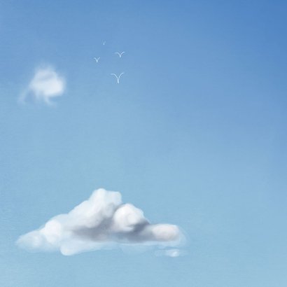 Condoleancekaart blauwe lucht wolken en bijbeltekst 2