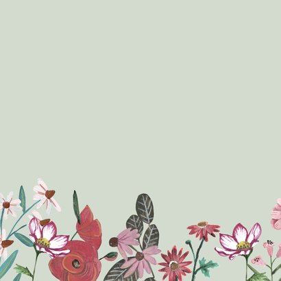 Condoleancekaart bloemen met vogel 2