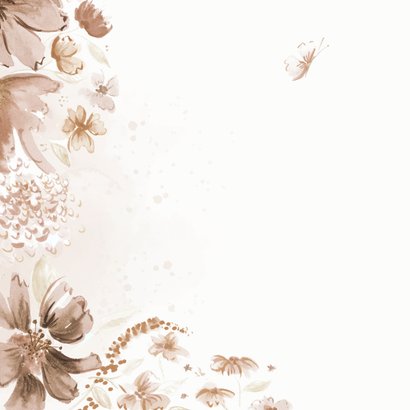 Condoleancekaart bloemenkader met vlinder in sepia 2