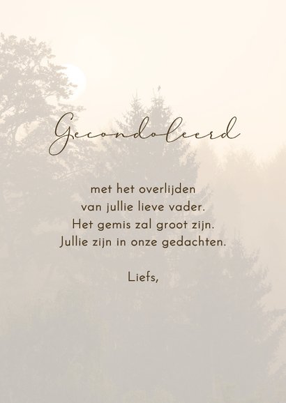 Condoleancekaart bos met zonsopkomst 3