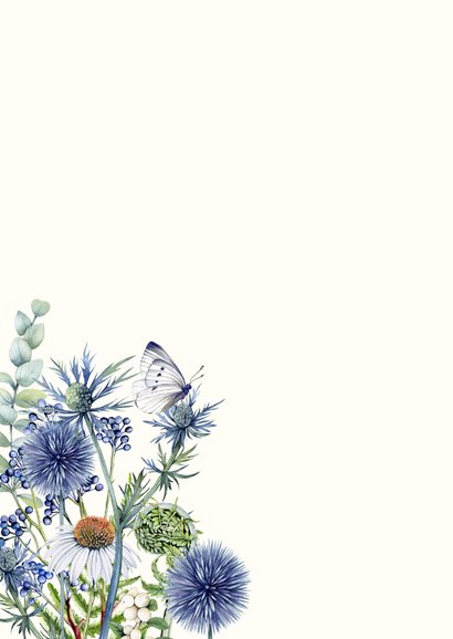 Condoleancekaart botanisch blad en bloemen 2