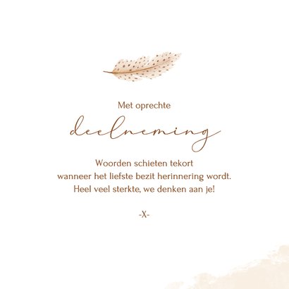 Condoleancekaart droogbloemen veertje waterverf sterkte 3