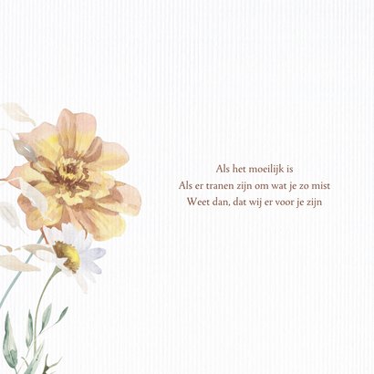 Condoleancekaart gele bloemen met oprechte deelneming  2