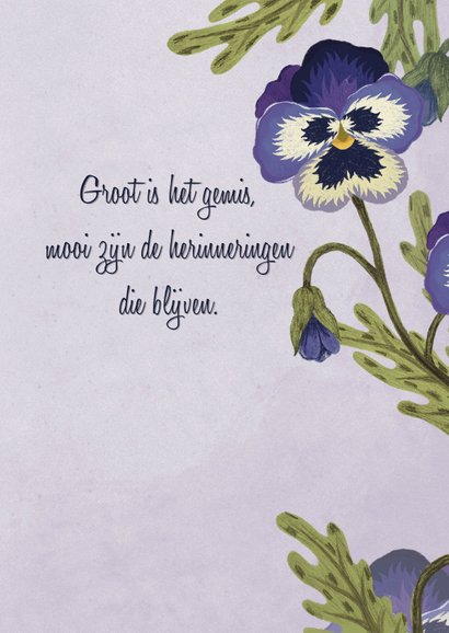 Condoleancekaart heel veel sterkte met viooltjes 3