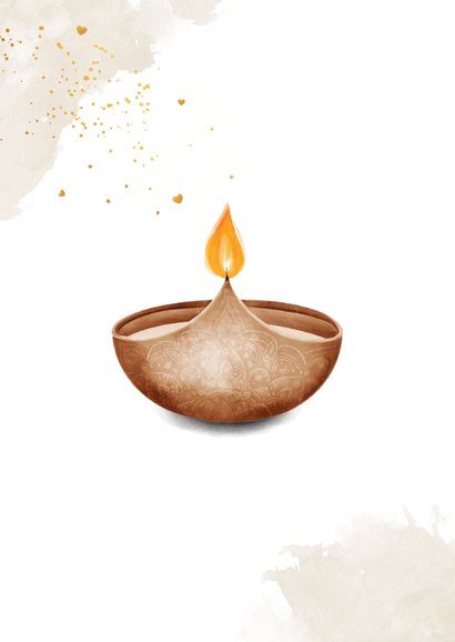 Condoleancekaart Hindoestaans lichtje Diya sterkte waterverf 2