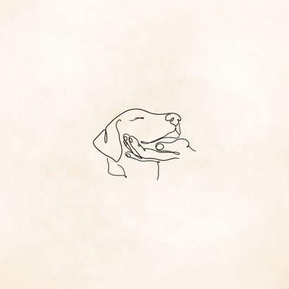 Condoleancekaart hond met lijntekening en naam beige 2