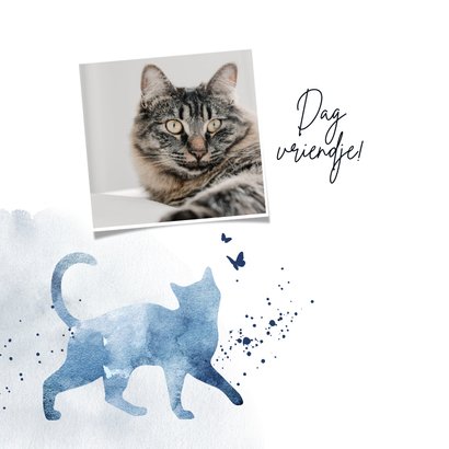 Condoleancekaart huisdier kat waterverf blauw spetters 2