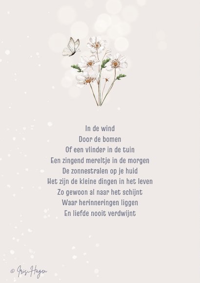 Condoleancekaart in liefdevolle herinnering met vlinder 2
