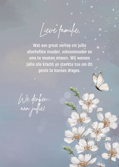 Condoleancekaart in liefdevolle herinnering met vlinder 3