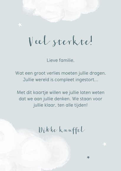 Condoleancekaart jongen kind baby vlieger wolken sterren 3