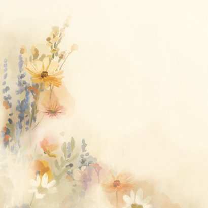 Condoleancekaart met aquarel bloemen en zachte uitstraling 2