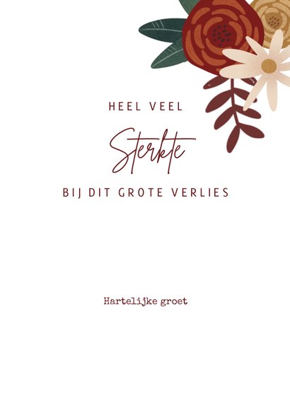 Condoleancekaart met bloemen en bijbeltekst uit Jesaja 3