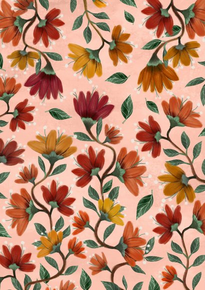 Condoleancekaart met bloemen in warme kleuren 2
