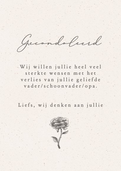 Condoleancekaart met geïllustreerde witte roos 3