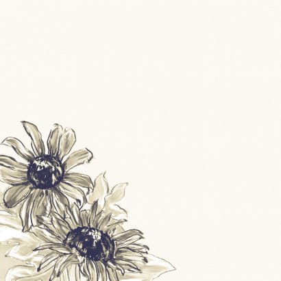 Condoleancekaart met geschilderde zonnebloemen 2