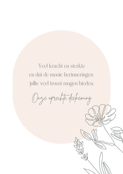 Condoleancekaart met lijntekeningen van bloemen 3