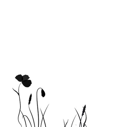Condoleancekaart met silhouette van bloemen en siergras 2
