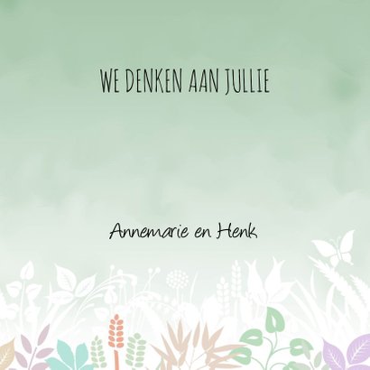 Condoleancekaart met vlinder en hart op groen 3