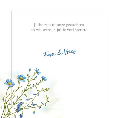 Condoleancekaart met wilde blauwe bloemen in waterverf 3