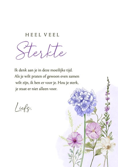 Condoleancekaart paarse veldbloemen 3