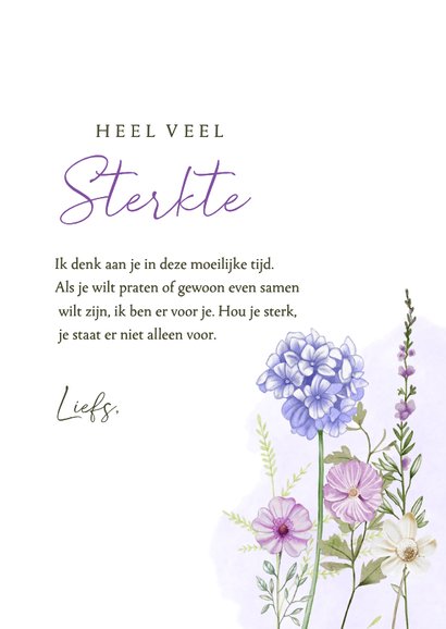 Condoleancekaart paarse veldbloemen 3