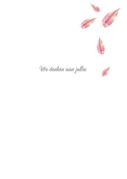 Condoleancekaart pink bloem blad 3
