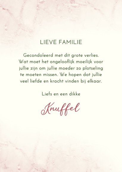 Condoleancekaart roze hortensia 3