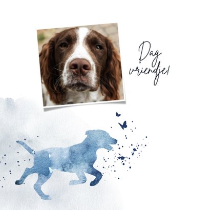 Condoleancekaart silhouet hond waterverf blauw spetters 2